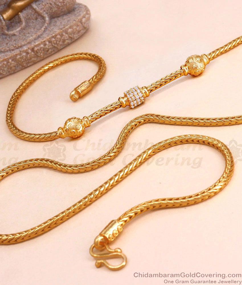 30 Inch Long Traditional 1 Gram Gold Mugappu Ball Design With Stone MCH1501-Lg