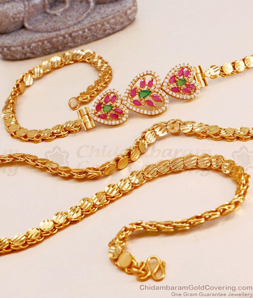 Beautiful Heart Shaped Gold Mugappu Chain Bollywood Fashion MCH1506