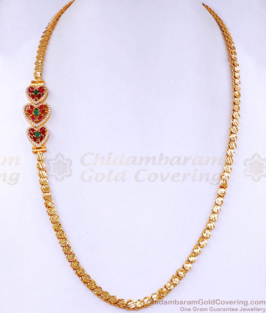 Beautiful Heart Shaped Gold Mugappu Chain Bollywood Fashion MCH1506