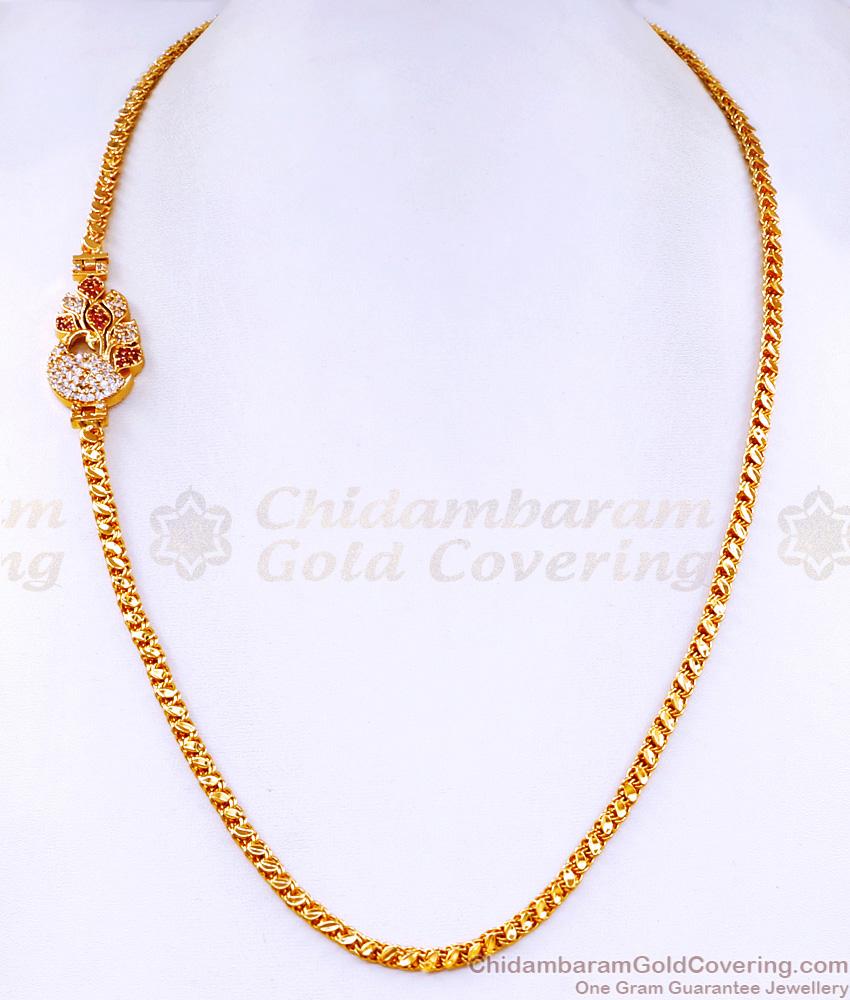 Latest One Gram Gold Peacock Mugappu With Cz Stones MCH1514