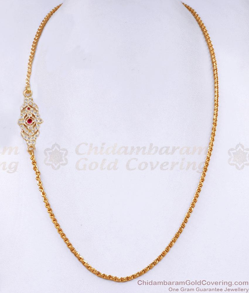 New Model Ruby White Stone Impon Mugappu Chain Design MCH1538