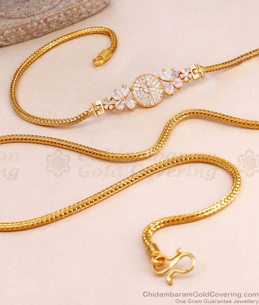 Beautiful Floral Diamond Mugappu With Gold Plated Chain MCH1555