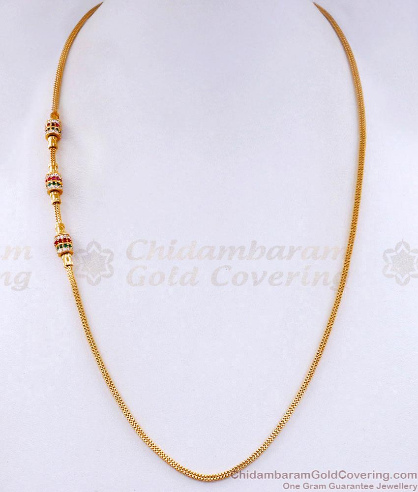 Traditional One Gram Gold Stone Mugappu Chain For Married Women MCH1564