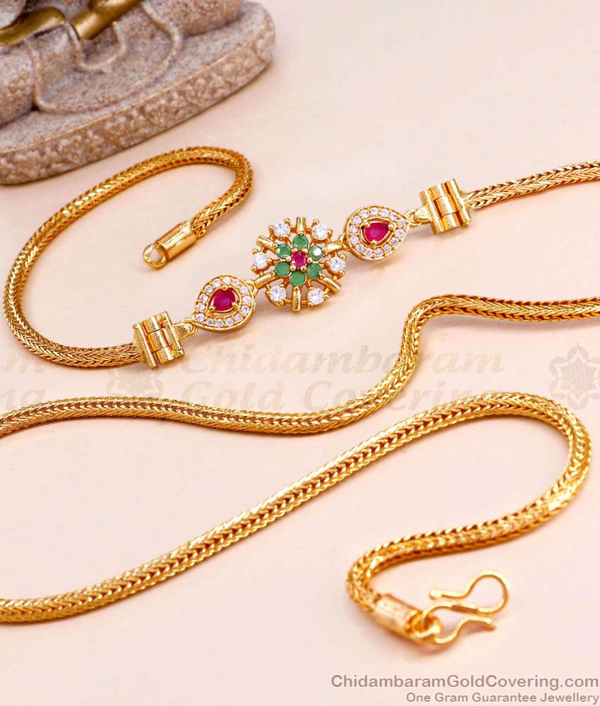 Beautiful Multi Stone Floral Mugappu Thali Chain Design MCH1570