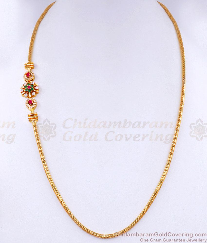 Beautiful Multi Stone Floral Mugappu Thali Chain Design MCH1570