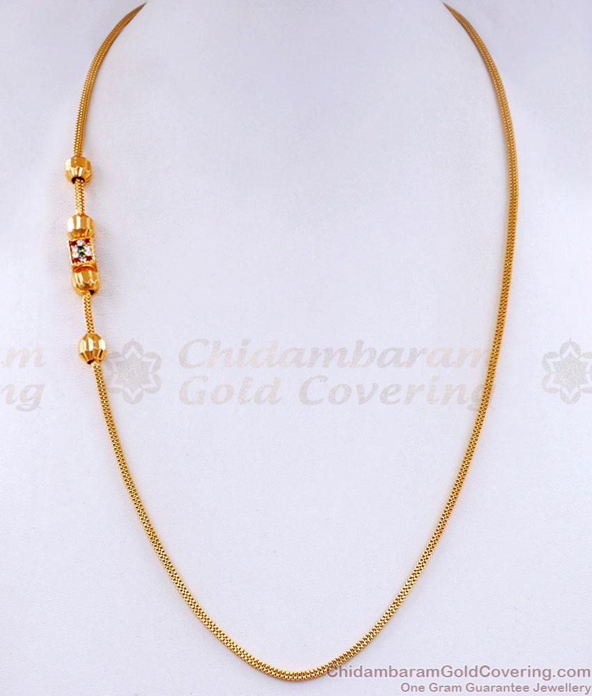 Trendy Cubic Side Pendant Gold Design Mugappu Chain MCH1571