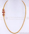 New Model Ruby White Heart Shaped Gold Mugappu Chain MCH1575