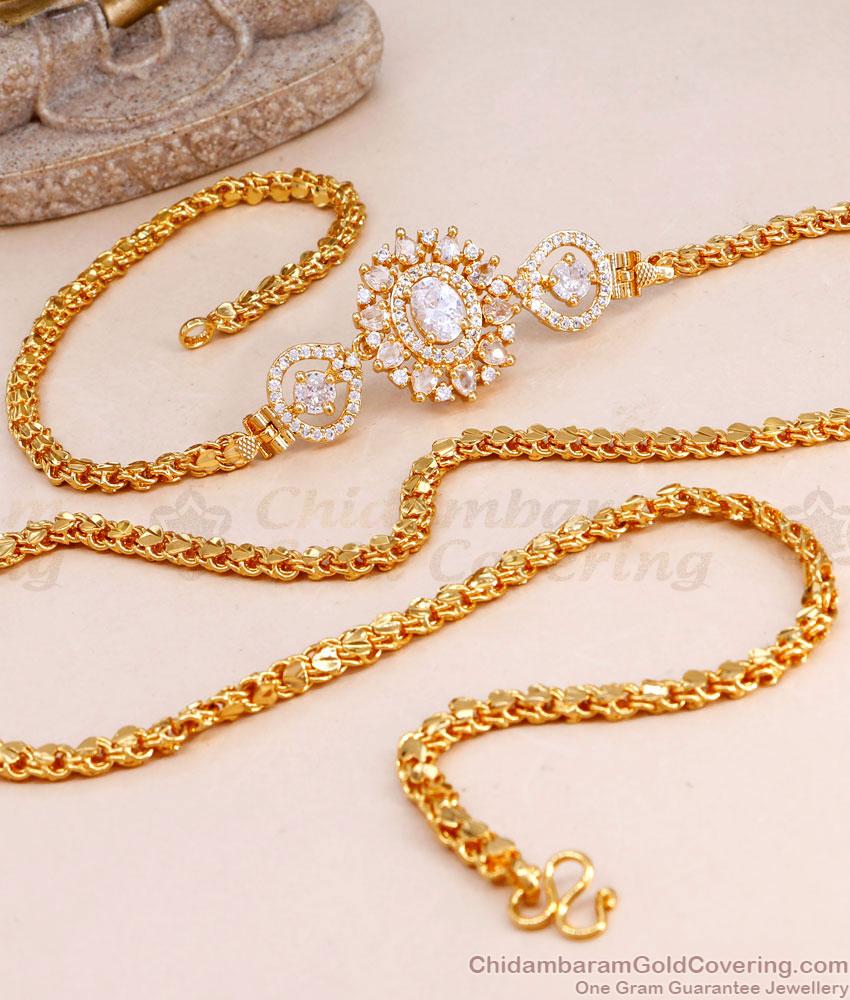 Attractive White Stone Mugappu Thali Chain Designs MCH1580