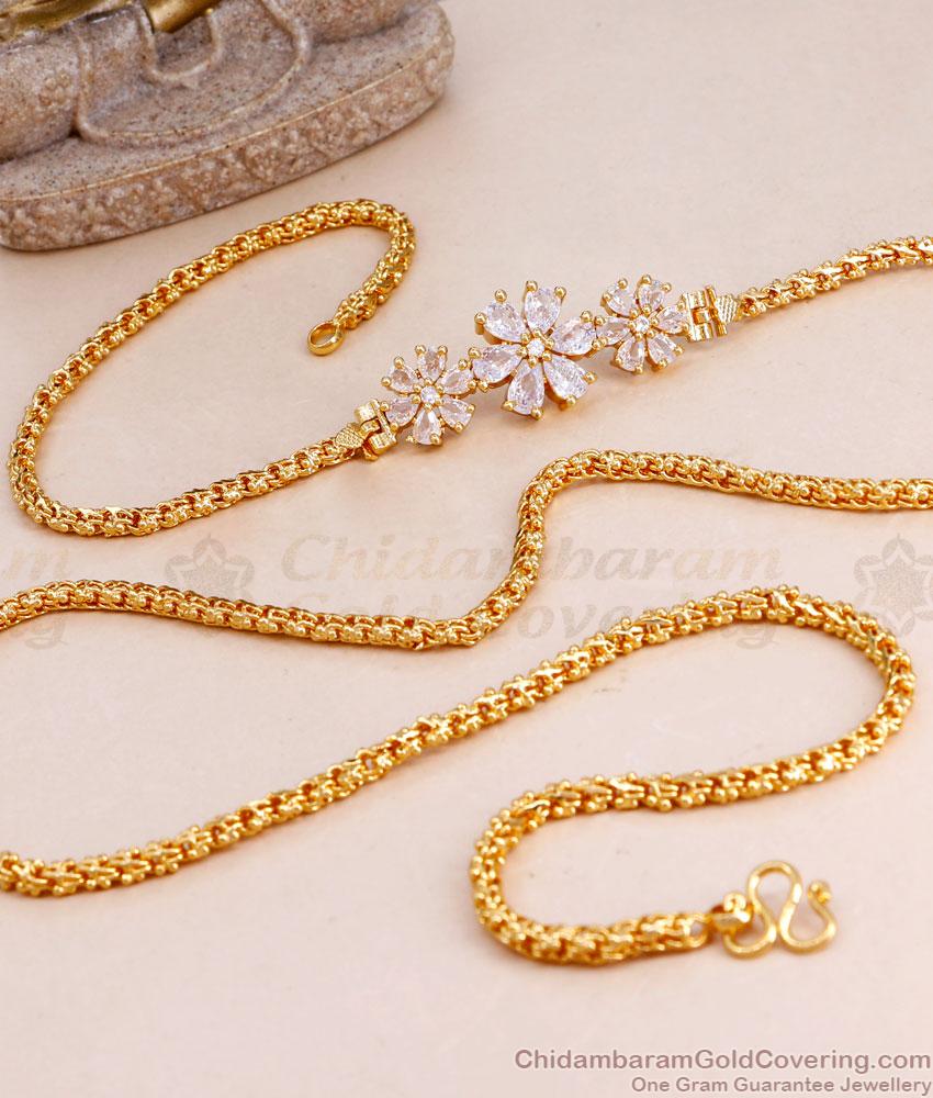 Stylish Gold Plated Thali Chain Diamond Mugappu Design MCH1581