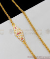 Single Line ruby White Stone Gold Impon Side Pendant Thali Chain Designs MCH434