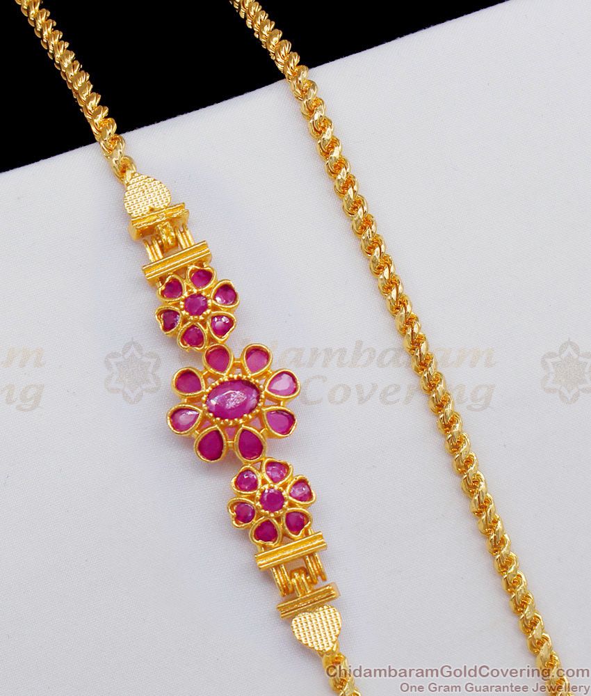 Attractive Stylish Ruby Stone Mugappu Thali Chain for Daily Use MCH663