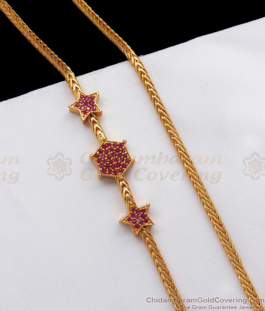 Double Sided Mugappu Ruby White Stone Star Design Thali Kodi Chain MCH1012