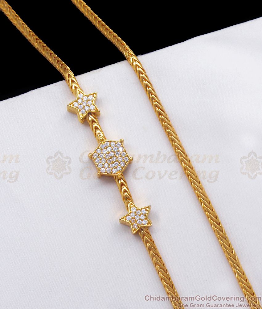 Double Sided Mugappu Ruby White Stone Star Design Thali Kodi Chain MCH1012