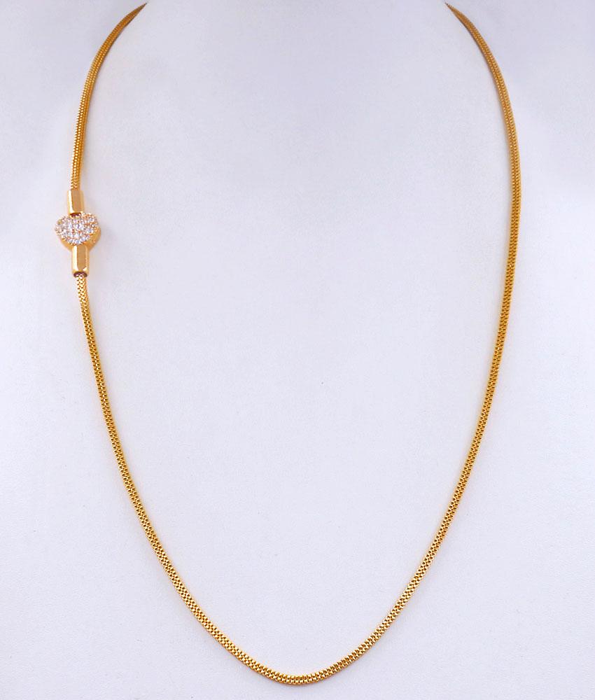 Artificial White Stone Ball Gold Mugappu Chain Designs MCH1299