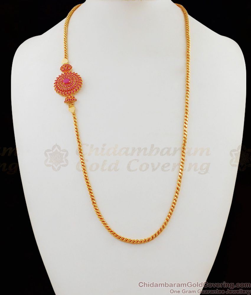 Majestic Full Ruby Stone Mugappu Thali Kodi Side MopuCollections MCH692