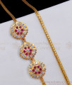 Original Impon Three Flower Ruby White Stone Mugappu Gold Chain MCH920