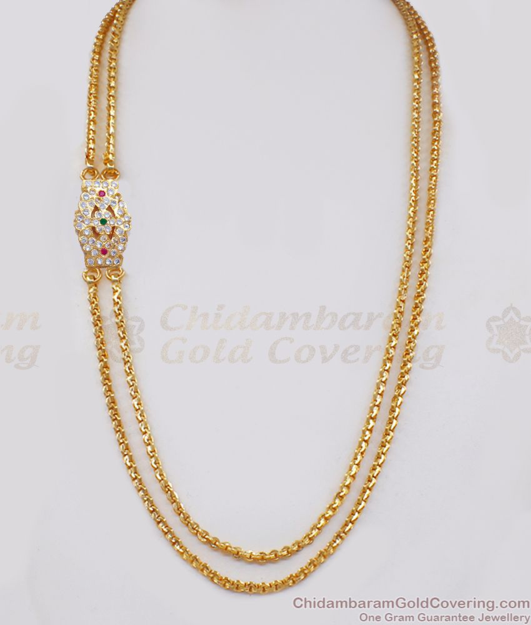 Double Line Mugappu Chain Design Latest Gold Plated Jewellery With Images Mch974 7459