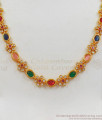 Colourful Polki Stone One Gram Gold Necklace Set For Bridal Wear NCKN2010