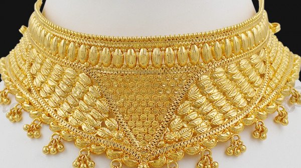 Bridal Choker Set Gold Necklace Design for Marriage NCKN1025