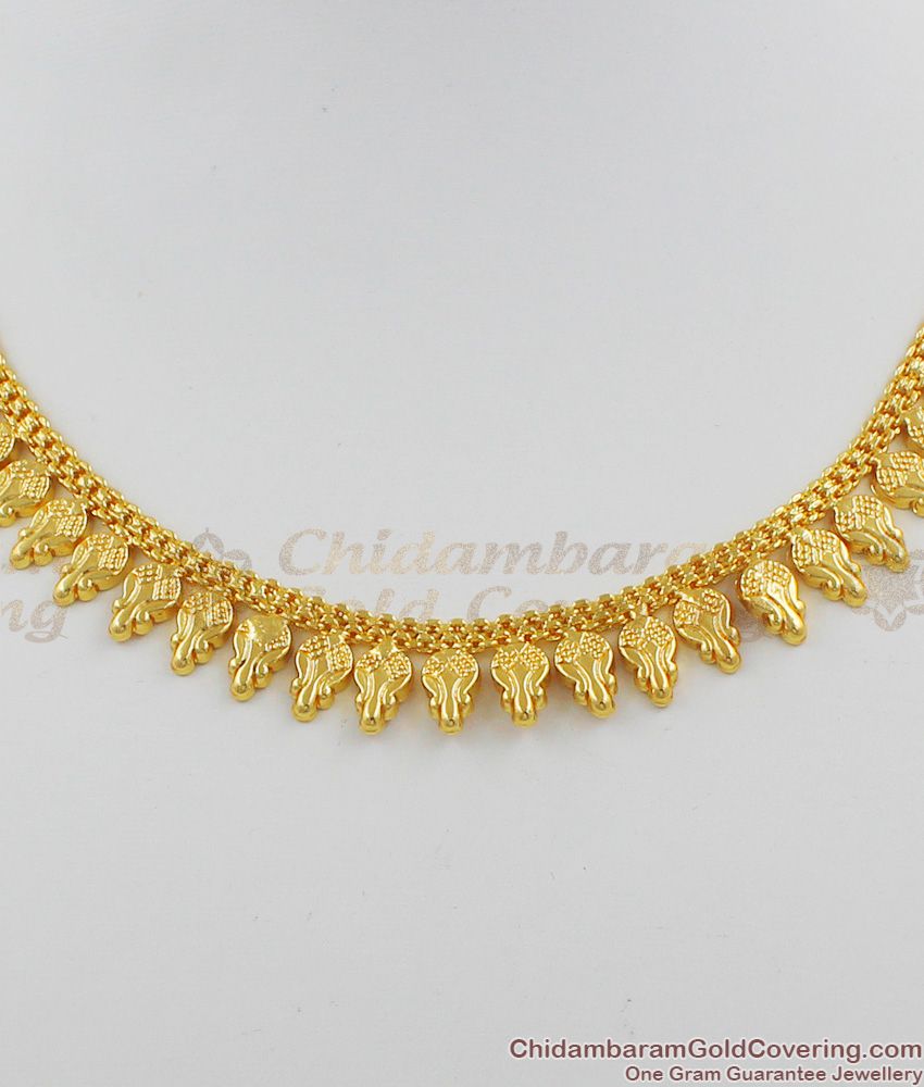 Light Weight Gold Necklace Mullaipoo Design Kerala Collections NCKN1095