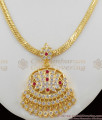 Classic Impon AD Ruby Stone Gold Necklace For Ladies NCKN1098