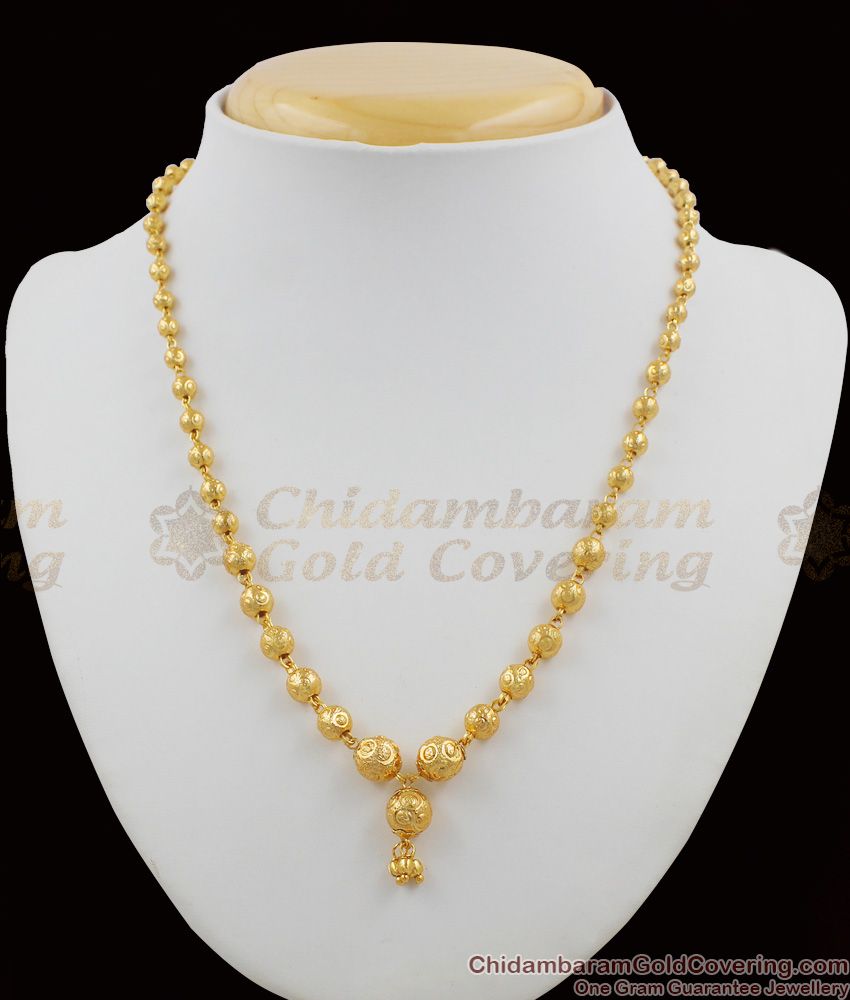 Real Gold Single Line Ball Design Necklace Jewellery Buy Online NCKN1103