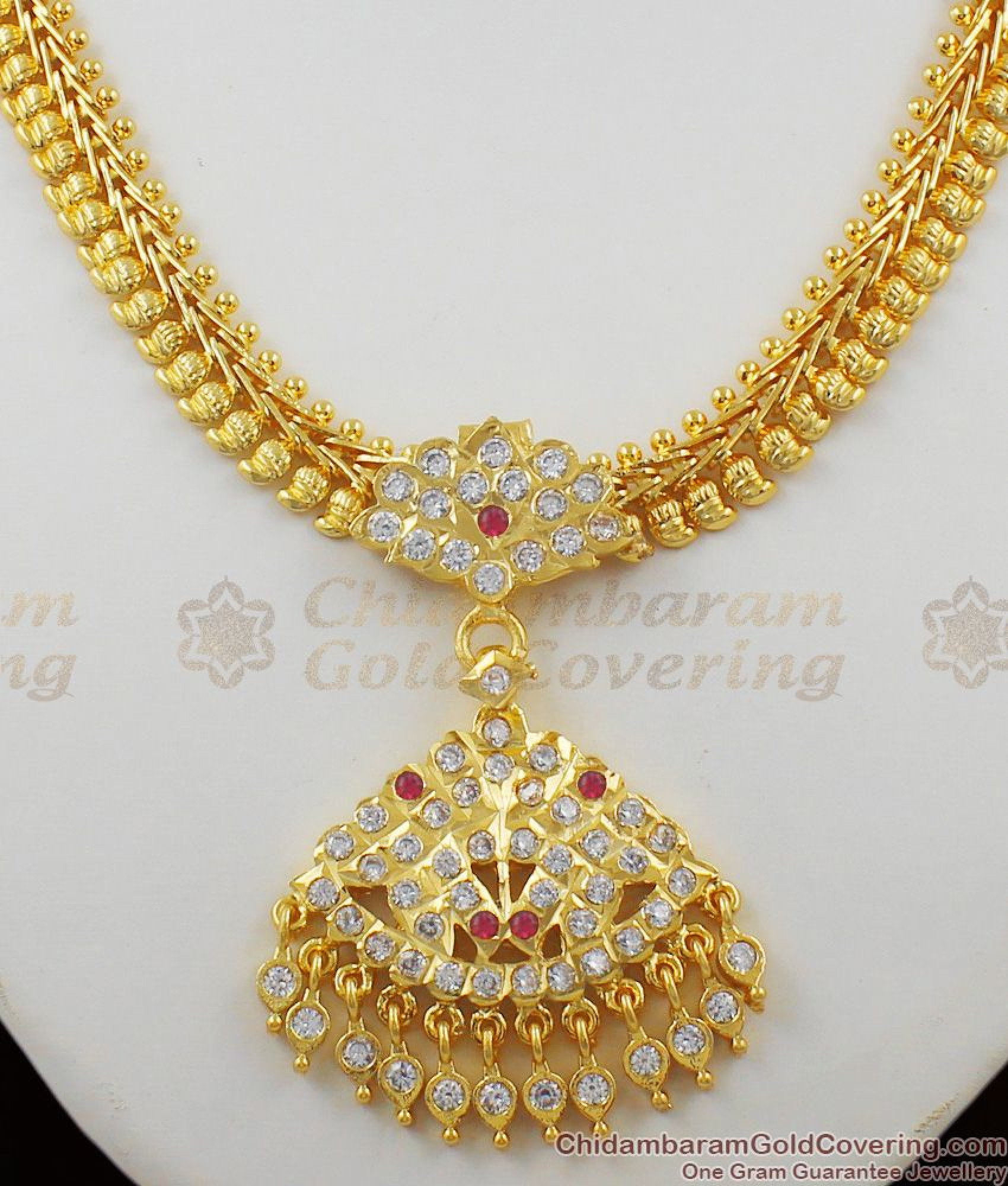 Bridal Jewelry Impon Attigai Gold Swan Dollar Necklace Design For ...