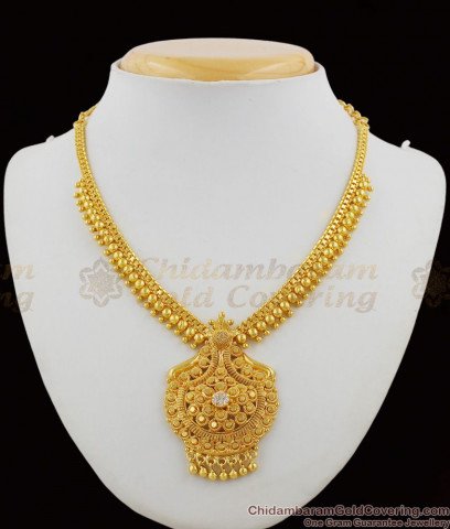 Delightful Full Ruby Attractive Stones Gold Plated Necklace For Wedding ...