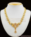 Sparkling Multi Color Stones Swan Dollar Impon Attigai Pure Gold Jewelry Collection NCKN1237