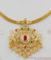 Multi Color Stone Attractive Impon Gold Peacock Design imitation Necklace NCKN1240