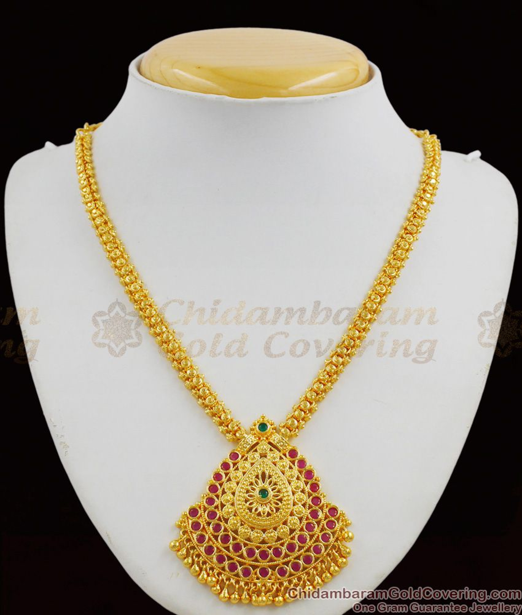 Traditional Design Ruby Stone Bridal Necklace Jewelry Dollar Chain Type ...