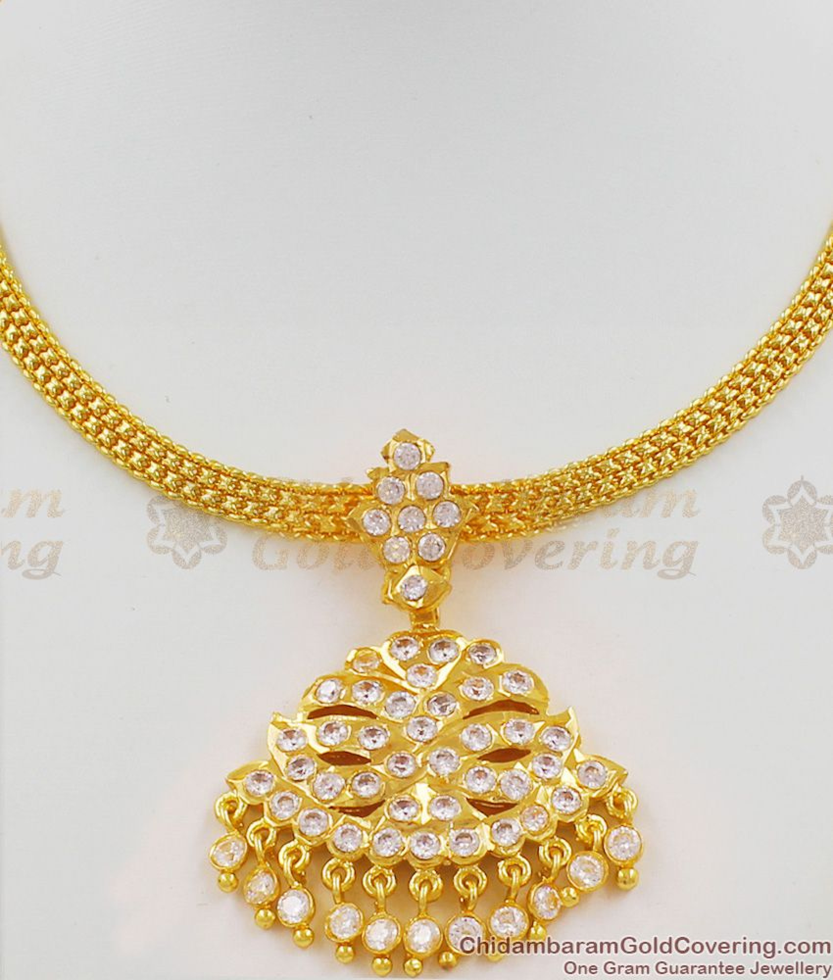 Bridal Wear Gold Impon White Gati Stones With Beads Latest Jewelry ...