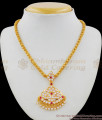 Gold Impon Attigai Multi Color Stone Gold Necklace Five Metal Dollar Jewellery NCKN1435