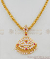 Gold Impon Attigai Multi Color Stone Gold Necklace Five Metal Dollar Jewellery NCKN1435