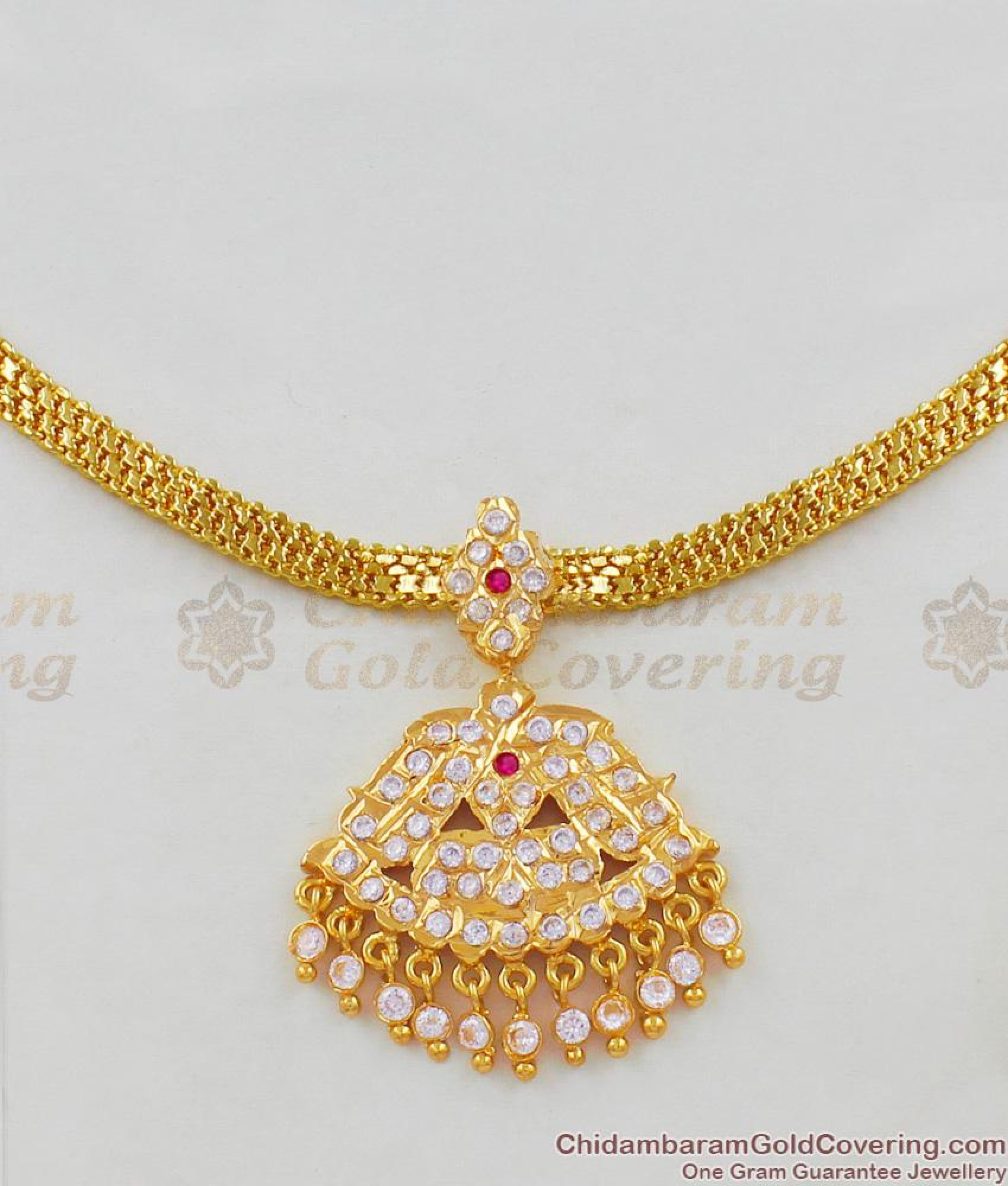 Majestic Real Gold Tone Gati Stones Impon Choker Attigai Necklace ...