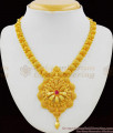 Dazzling Single Ruby Stone One Gram Gold Traditional  Necklace for Functions NCKN1440