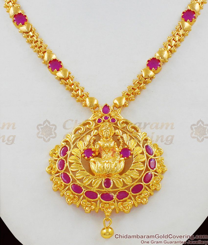 Lakshmi Dollar With Ruby Stone Necklace Bridal Collections NCKN1526