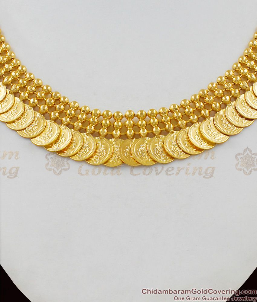 Lashmi Kasu Malai Gold Beads Necklace Collection One Gram Gold NCKN1562