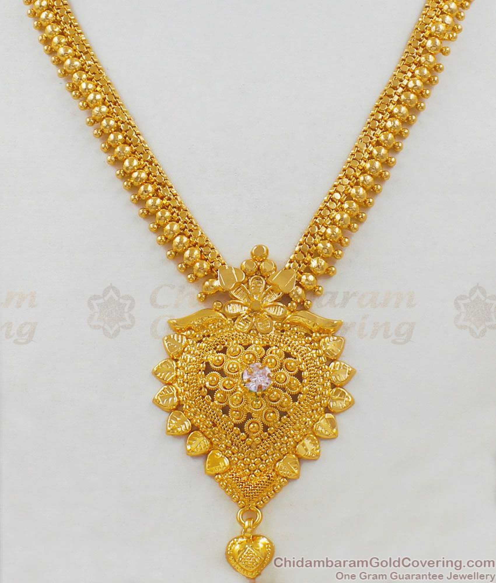 Light Weight Single Ad Stone Gold Plated Bridal Necklace South Indian 