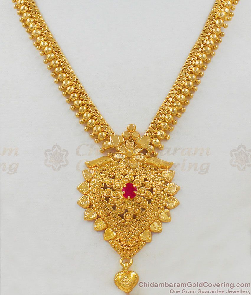 Light Weight Single AD Stone Gold Plated Bridal Necklace South Indian Design NCKN1697