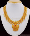 Grand Gold Single Ruby Stone Mullaipoo Necklace Kerala Jewelry NCKN1709