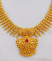 Grand Gold Single Ruby Stone Mullaipoo Necklace Kerala Jewelry NCKN1709