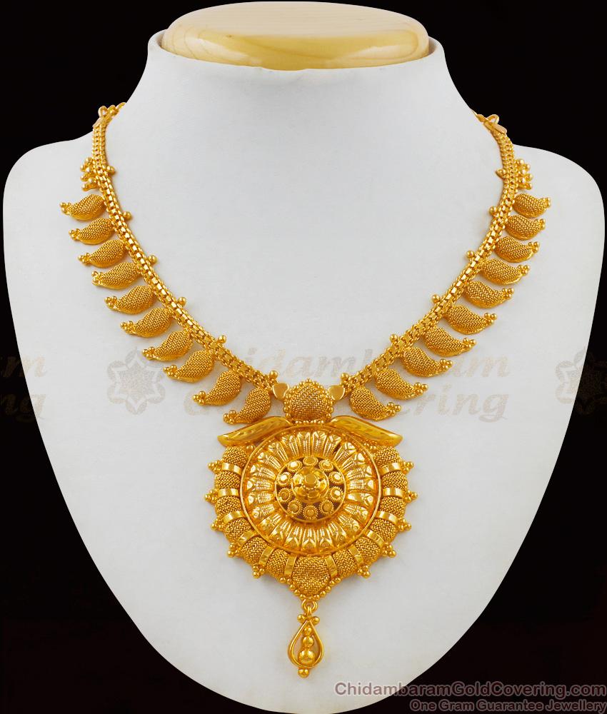 Dazzling Net Pattern Plain Dollar One Gram Gold Traditional  Necklace for Functions NCKN1732