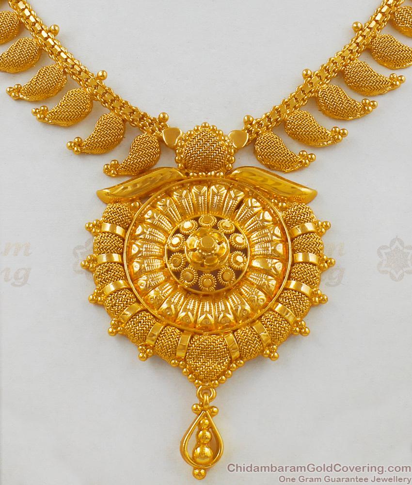 Dazzling Net Pattern Plain Dollar One Gram Gold Traditional  Necklace for Functions NCKN1732