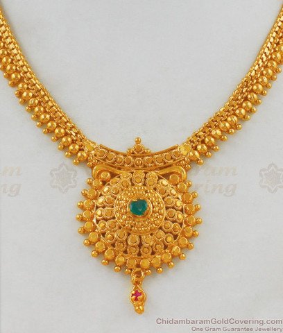 Grand Broad Kerala Bridal Collections Necklace With Ruby Stone NCKN1774