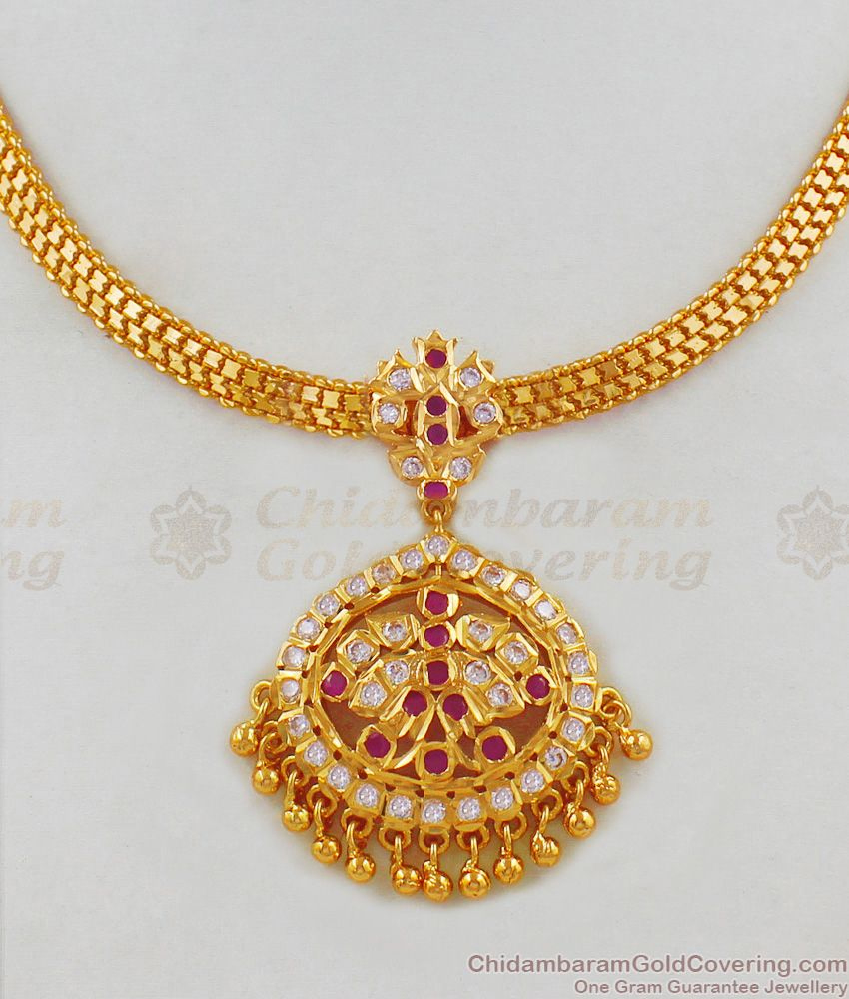 Impon Attigai Necklace With One Year Guarantee Original Gati Stone NCKN1808