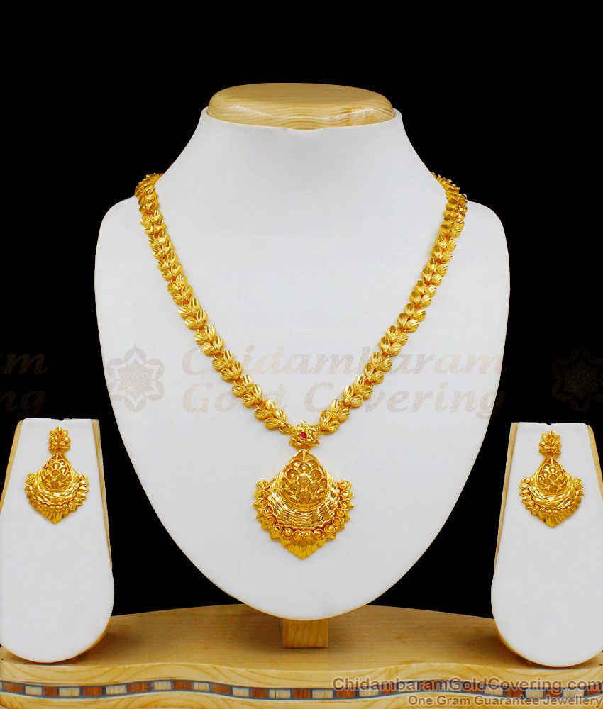  Premium Gold Necklace Design With Earring  From Chidambaram Gold Covering NCKN1902