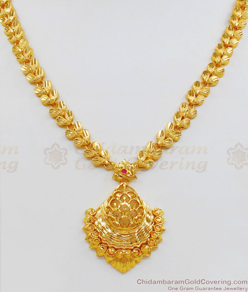  Premium Gold Necklace Design With Earring  From Chidambaram Gold Covering NCKN1902