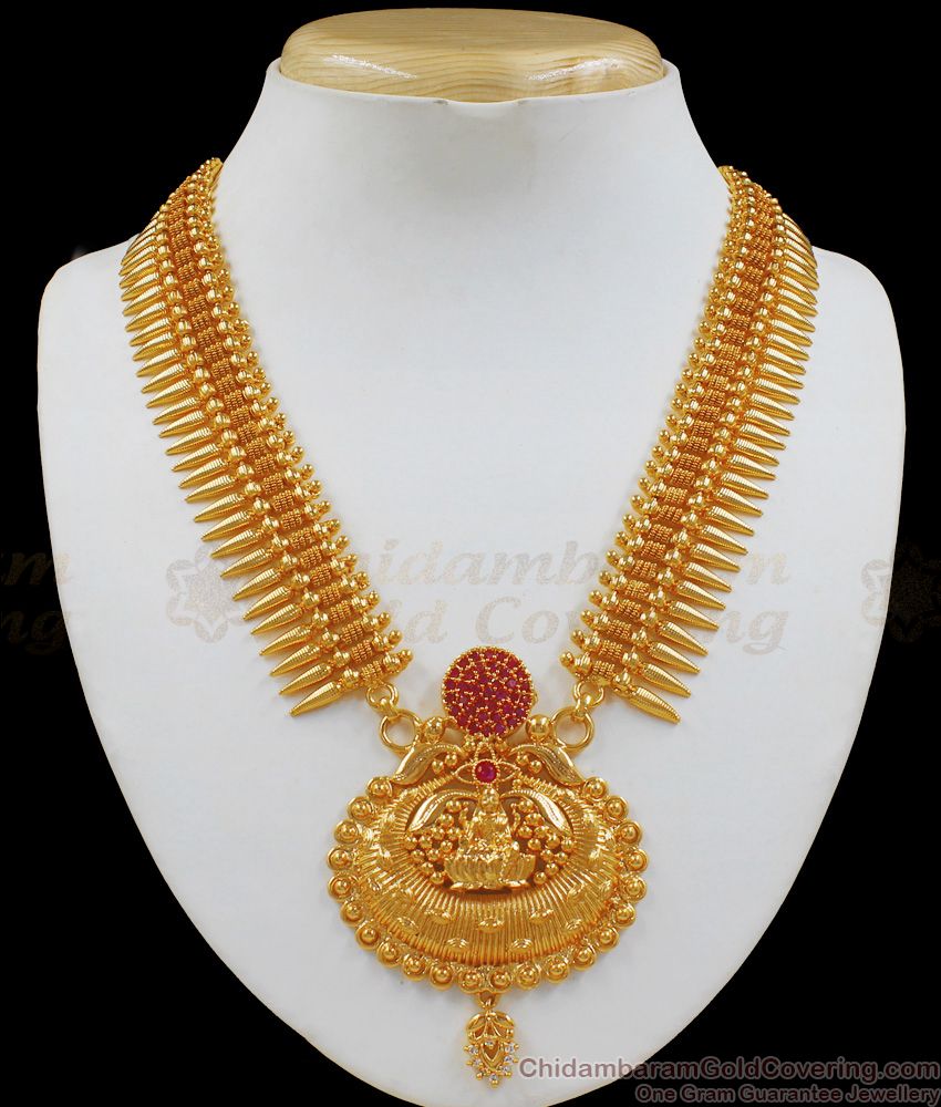 Fast Moving Lakshmi Dollar Gold Necklace With Mullai Poo Design Imitation Jewelry NCKN1937