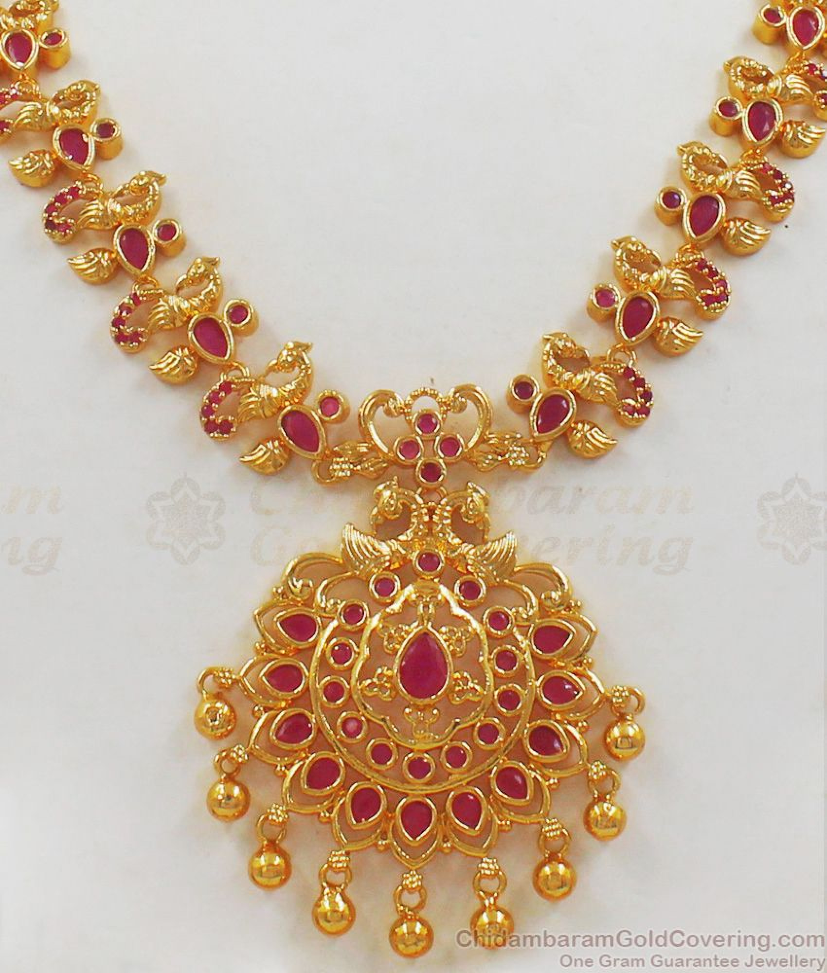 Buy One Gram Gold Necklace With Peacock Design For Party Wear NCKN2014